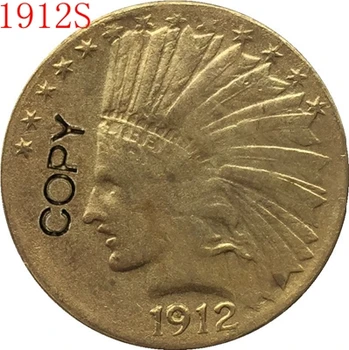 24-Каратная pozłacane złota moneta 1912 roku Z wizerunkiem głowy indianina o WARTOŚCI 10 usd KOPIA
