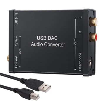 Konwerter USB SPDIF koncentryczne Złącze RCA i Złącze słuchawkowe 3,5 mm USB DAC Optyczny Adapter audio USB DAC PCM dla systemu Windows, Mac