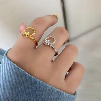 Koreański Styl Okrągły Wisiorek Pierścienie Bielizna Regulowany Pierścień Otwarte Pierścień Cienki Palec Wskazujący Pierścień Ogon Pierścień Biżuteria Prezenty