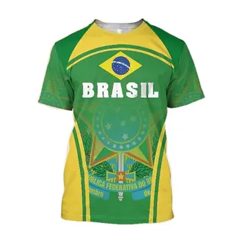 Koszulka męska z Brazylii, t-Shirt z 3D Print Flagi Brazylii, Fajna odzież męska z długim rękawem, Koszulka Rozmiar Plus