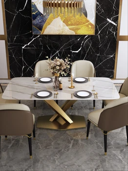 Stół z płyty kamiennej Włoski minimalistyczny prostokątny stół stół ze skandynawskiego marmuru